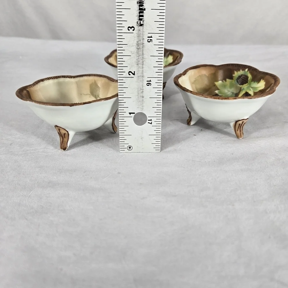 Vintage (3) Nut Bowls Hand Painted Nippon  Japan Perfect for Chestnuts